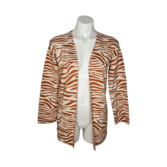 LOFT Sweaters - LOFT OUTLET Zebra Print Long Cardigan Orange & White Size SP